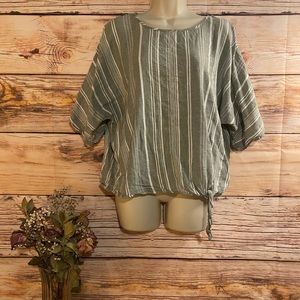 Time & Tru Sage Striped Top